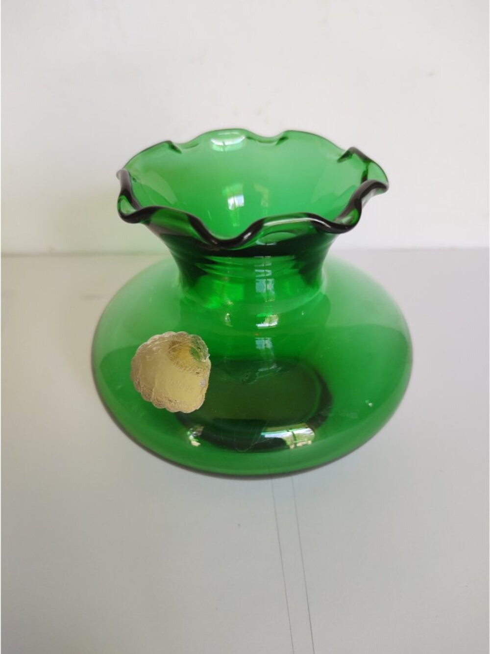 Vintage Anchor Hocking Hand Blown Glass Bud Vase Forest Green 3 1/2"
